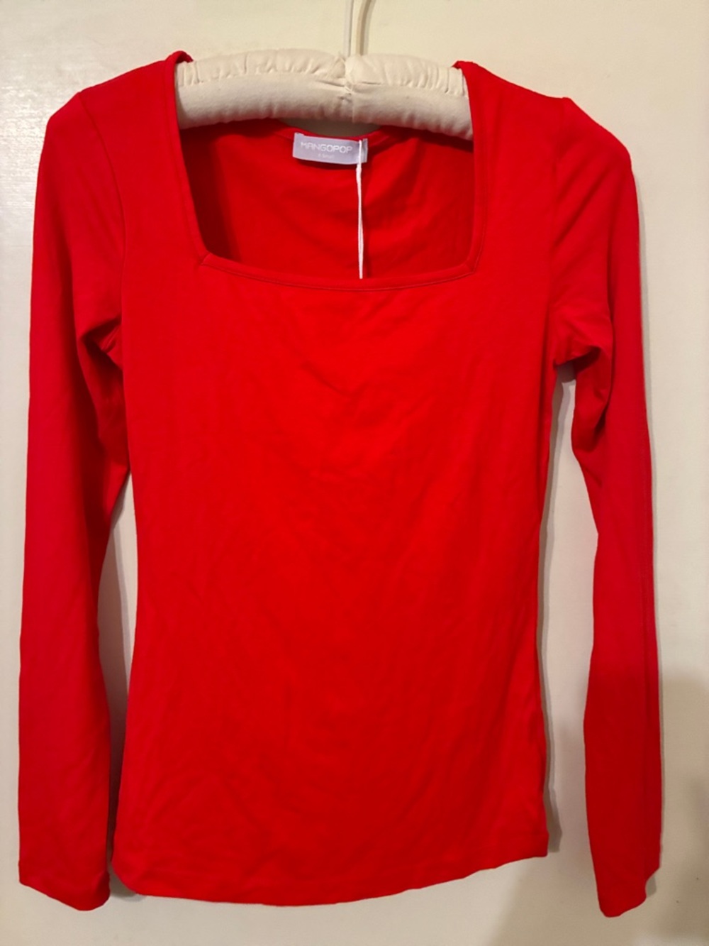 NWT Red Square-Neck Long Sleeve Tee